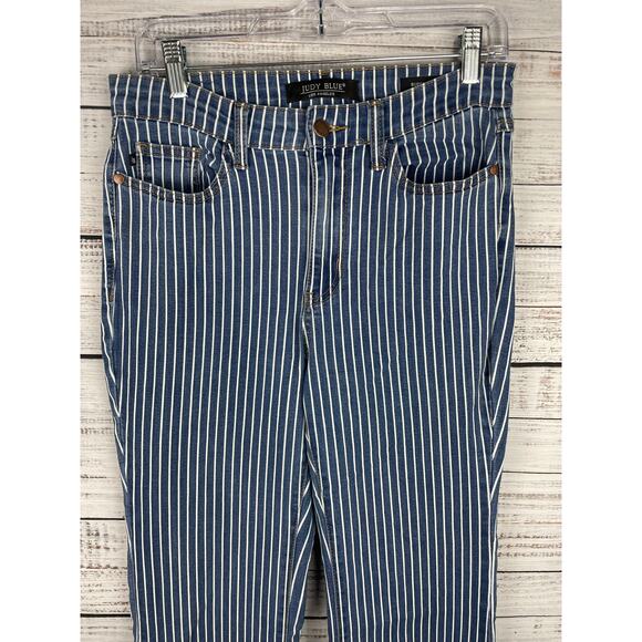 Judy Blue Super Flare High Rise Jean Pinestripe 28 Western Boho Hippie JB88230 - Picture 4 of 10